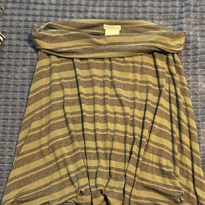 Merona Olive & Gray Striped Fold-Over Waist Maxi Skirt